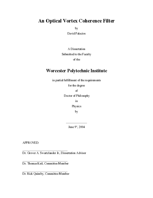(PDF) An Optical Vortex Coherence Filter