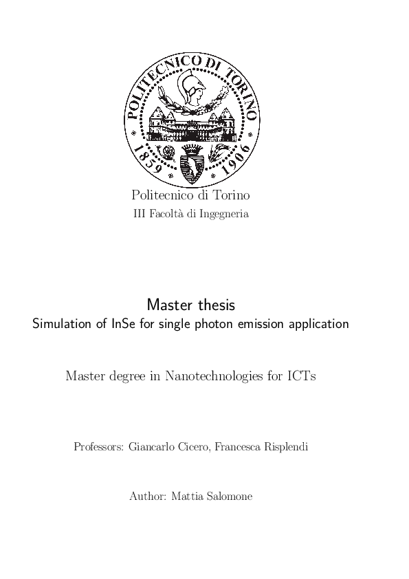 (PDF) Simulation of InSe for single photon emission application Master ...