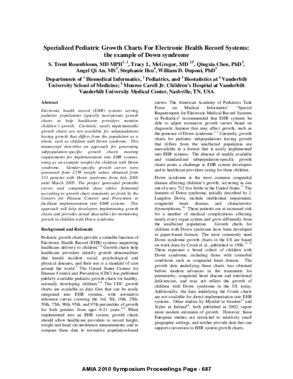 (PDF) Specialized Pediatric Growth Charts For Electronic Health Record ...