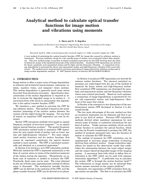 (PDF) Analytical method to calculate optical transfer functions for ...