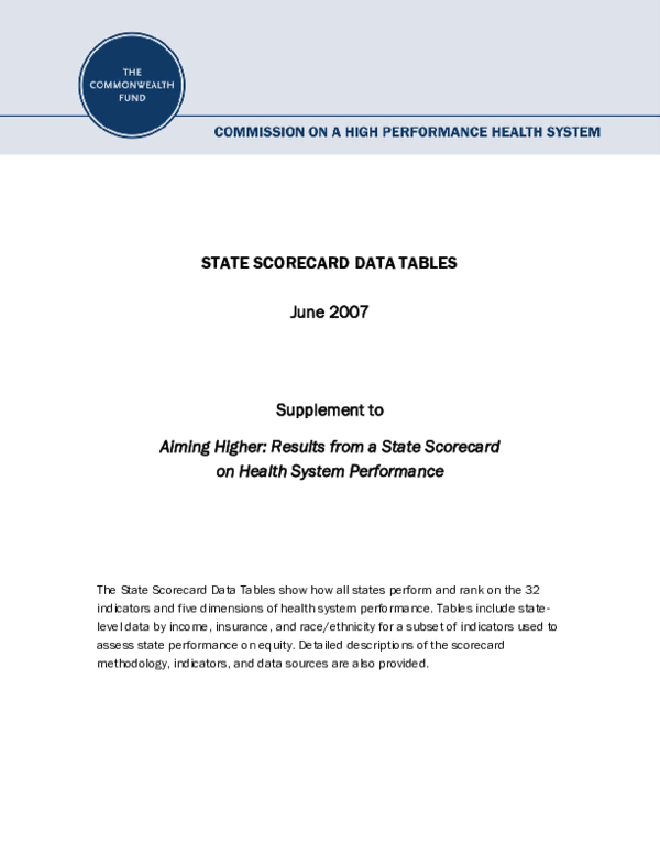 (PDF) Aiming Higher: Results from a State Scorecard on Health System ...