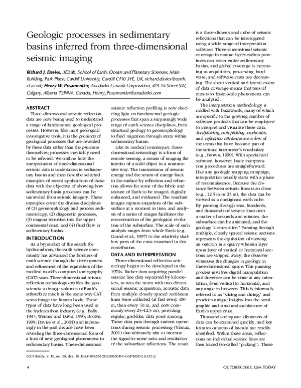 (PDF) Geologic processes in sedimentary basins inferred from three ...