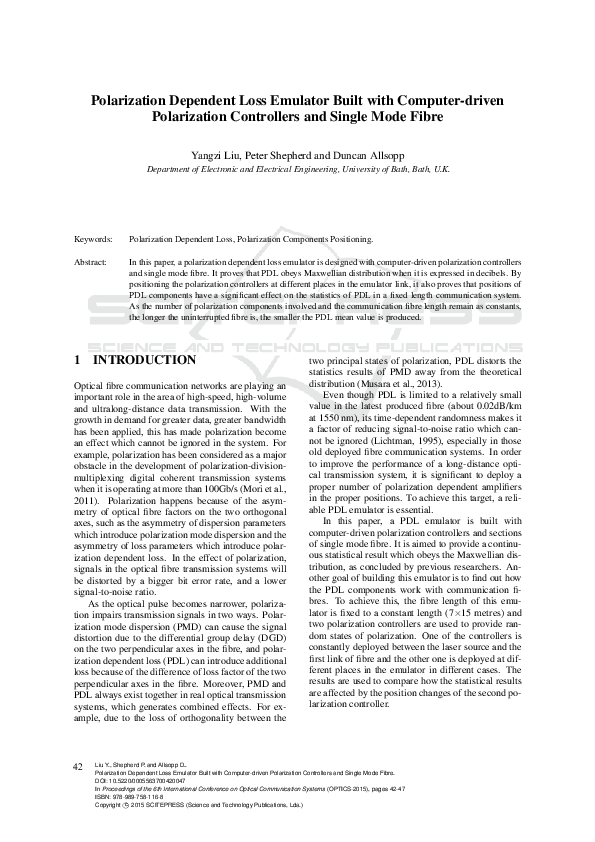(PDF) Polarization Dependent Loss Emulator Built with Computer-driven ...