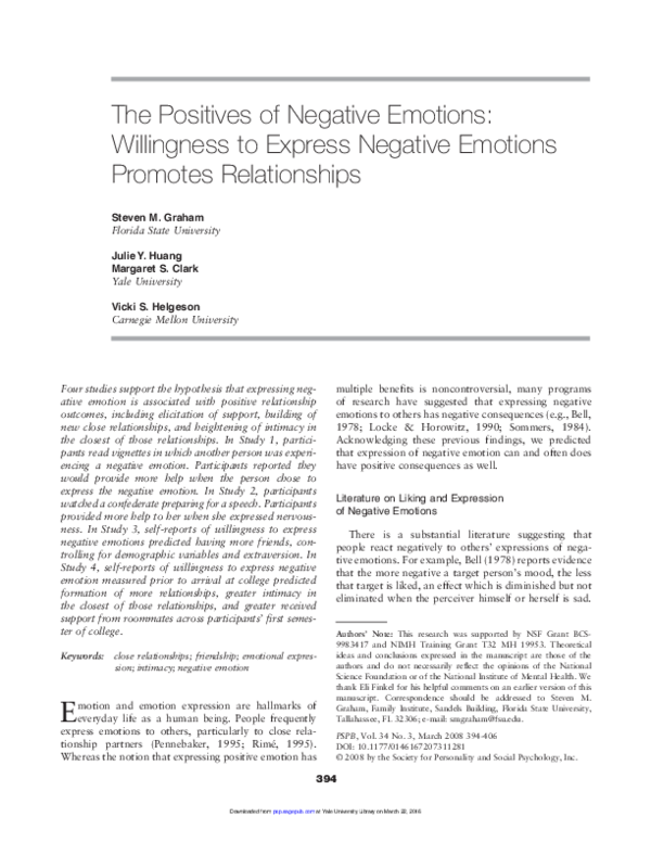 (PDF) The Positives of Negative Emotions: Willingness to Express ...