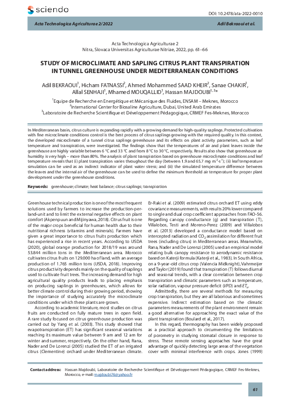 (PDF) Study of Microclimate and Sapling Citrus Plant Transpiration in ...