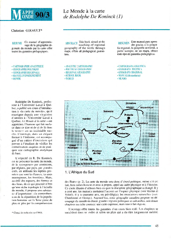 (PDF) Le Monde à la carte de Rodolphe De Koninck CHRISTIAN GIRAULT