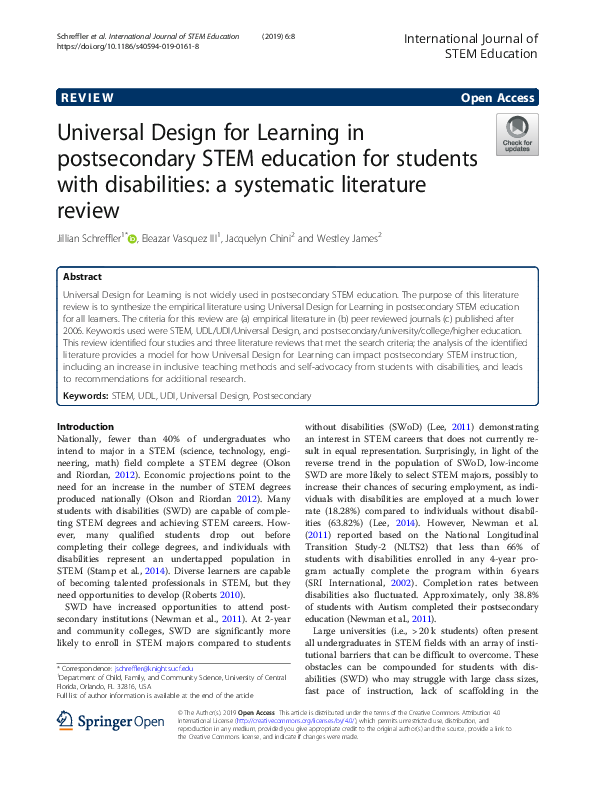 (PDF) Universal Design for Learning in postsecondary STEM education for