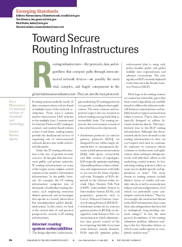 (PDF) Toward Secure Routing Infrastructures