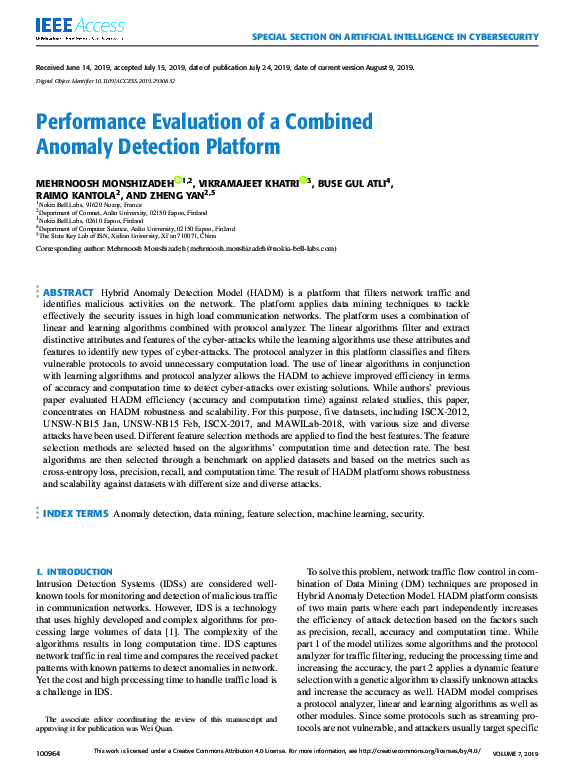 (PDF) Performance Evaluation of a Combined Anomaly Detection Platform