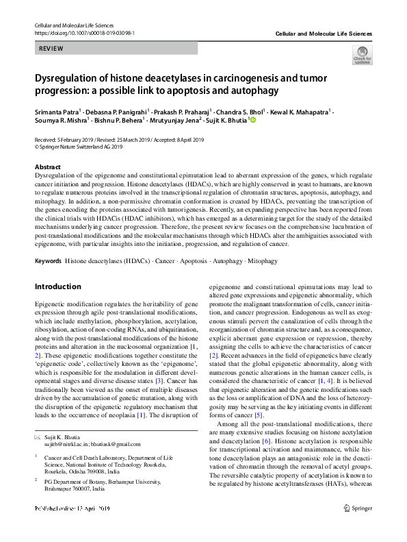 (PDF) Dysregulation of histone deacetylases in carcinogenesis and tumor ...
