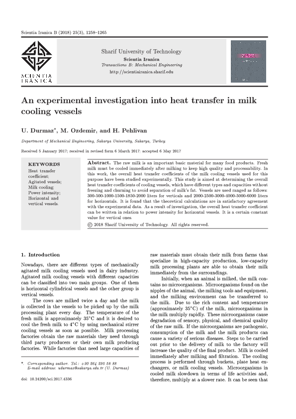 (PDF) An Experimental Investigation on Heat Transfer in Milk Cooling ...
