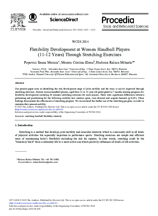 (PDF) Flexibility Development at Women Handball Players (1112 Years