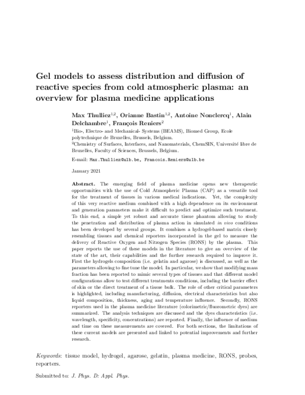 (PDF) Gel models to assess distribution and diffusion of reactive ...