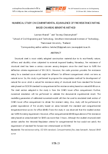 (PDF) A Numerical Study on Compartmental Equivalence of Fire Resistance ...