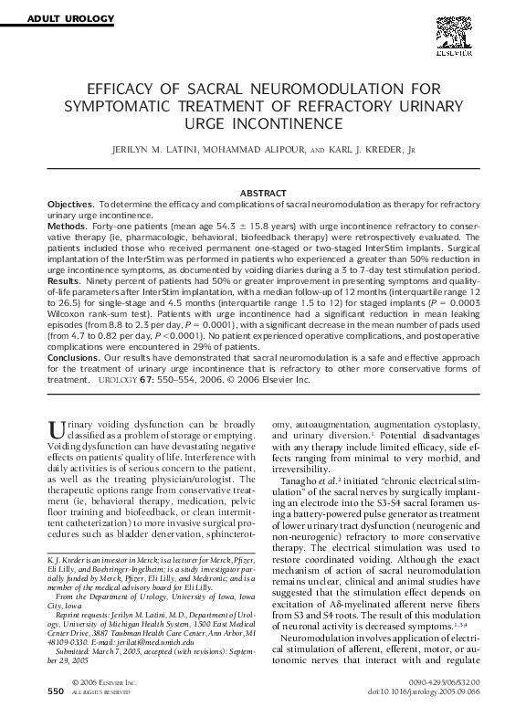 (PDF) Efficacy of sacral neuromodulation for symptomatic treatment of ...