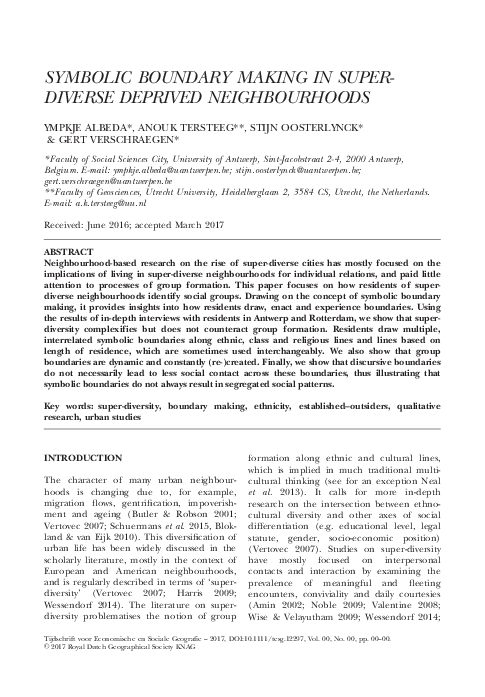 (PDF) Symbolic Boundary Making in Super-Diverse Deprived Neighbourhoods