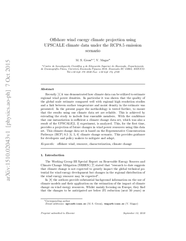 (PDF) Offshore Wind Energy Climate Projection Using UPSCALE Climate ...