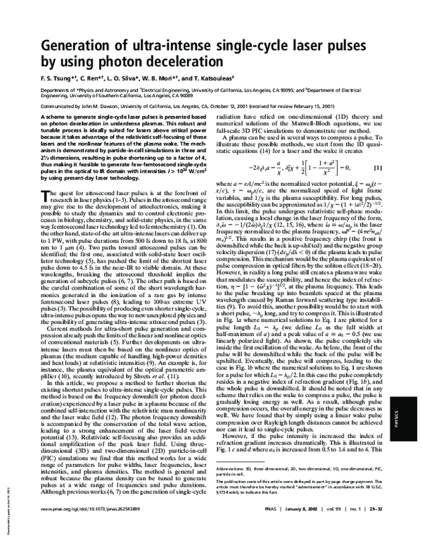 (PDF) Generation of ultra-intense single-cycle laser pulses by using ...