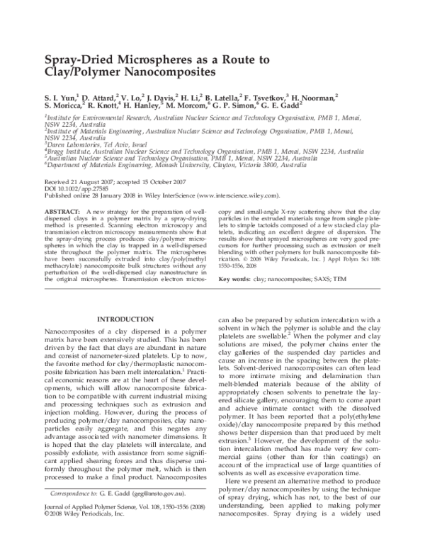 (PDF) Spraydried microspheres as a route to clay/polymer