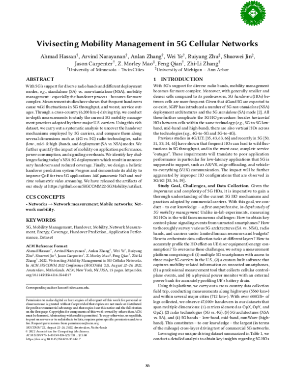 (PDF) Vivisecting mobility management in 5G cellular networks