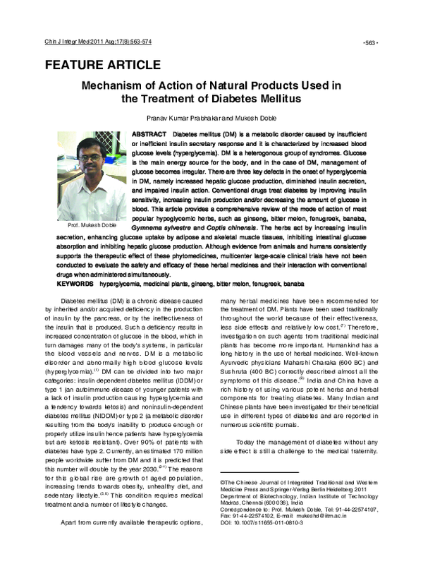 (PDF) Mechanism of action of natural products used in the treatment of ...