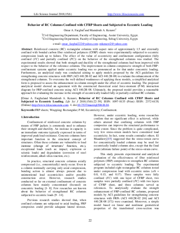 (PDF) Behavior of RC Columns Confined with CFRP Sheets and Subjected to ...