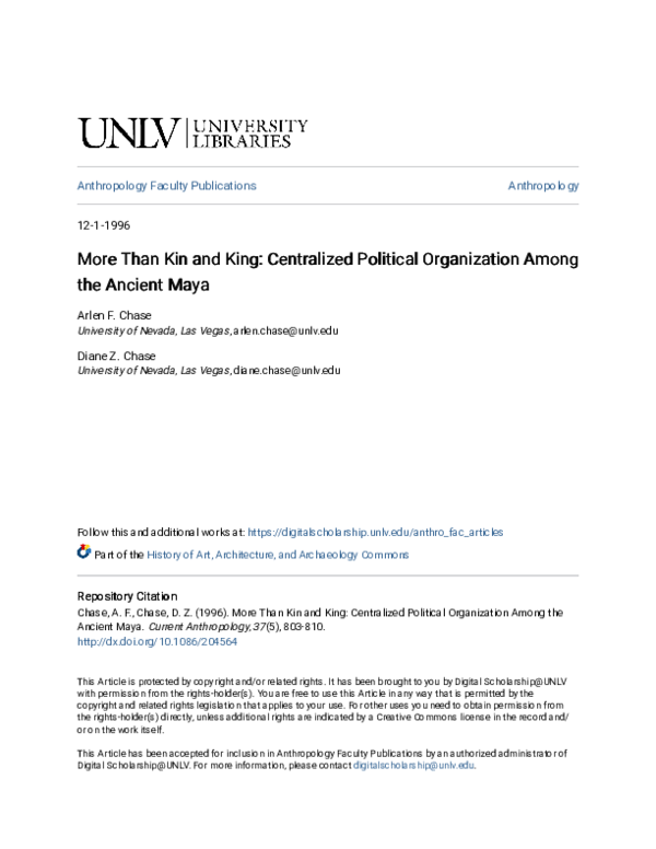 (PDF) More Than Kin and King: Centralized Political Organization among ...