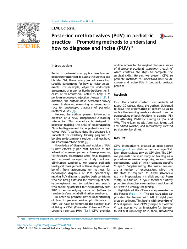 (PDF) Posterior urethral valves (PUV) in pediatric practice – Promoting ...