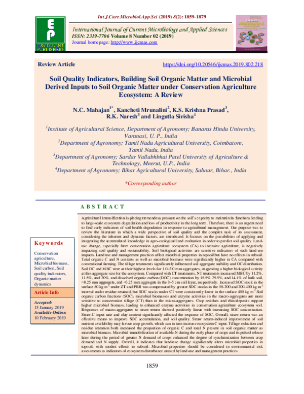 (PDF) Soil Quality Indicators, Building Soil Organic Matter and ...