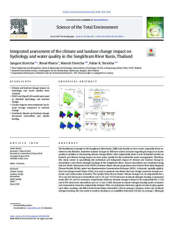 (PDF) Integrated assessment of the climate and landuse change impact on ...