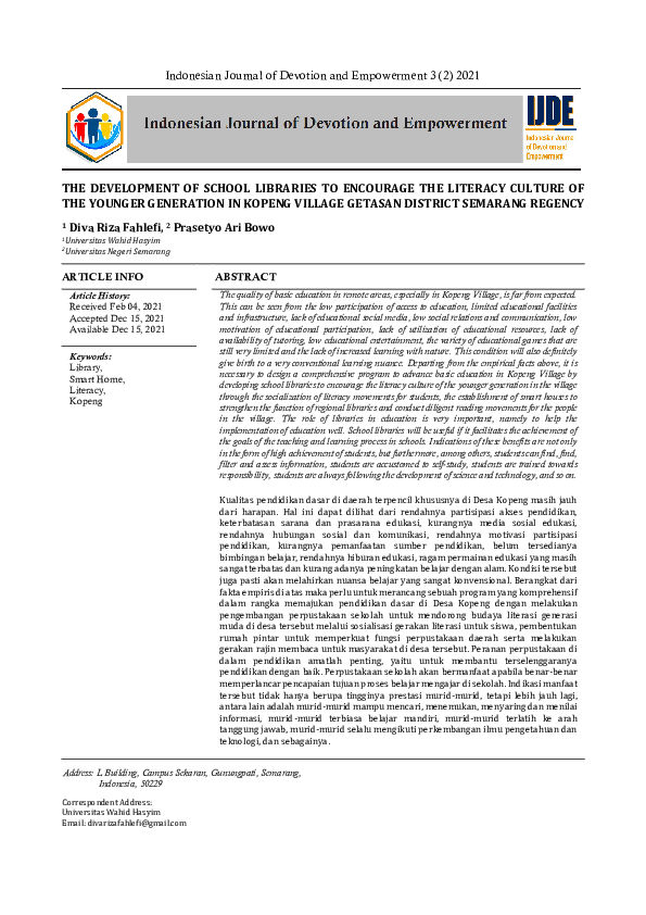 (PDF) The Development of School Libraries to Encourage the Literacy ...