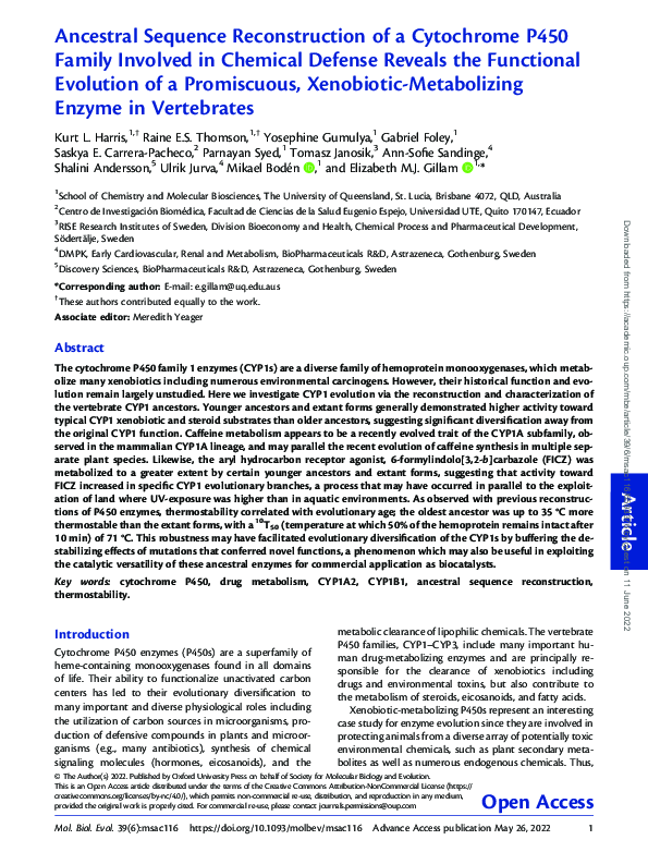 (PDF) Ancestral Sequence Reconstruction of a Cytochrome P450 Family ...