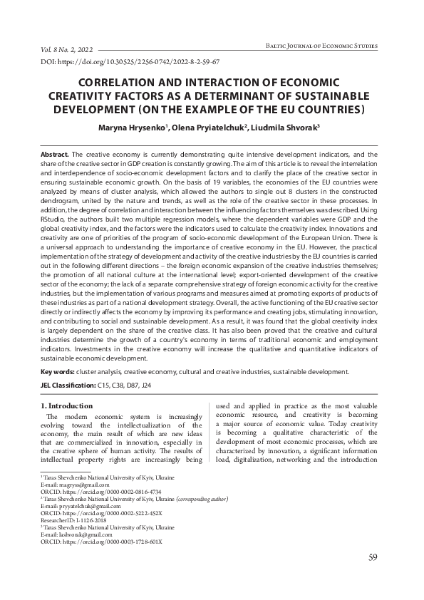 (PDF) Correlation and Interaction of Economic Creativity Factors as a ...
