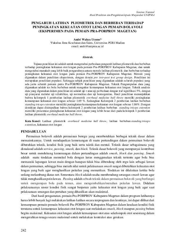 (PDF) Pengaruh Latihan Pliometrik Dan Berbeban Terhadap Peningkatan ...