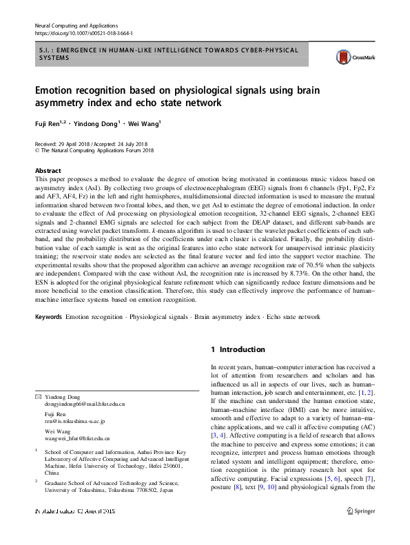 (PDF) Emotion Recognition Based on Physiological Signals