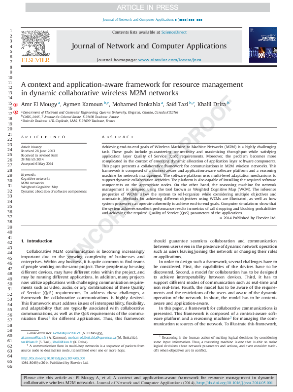 Pdf A Context And Application Aware Framework For Resource Management
