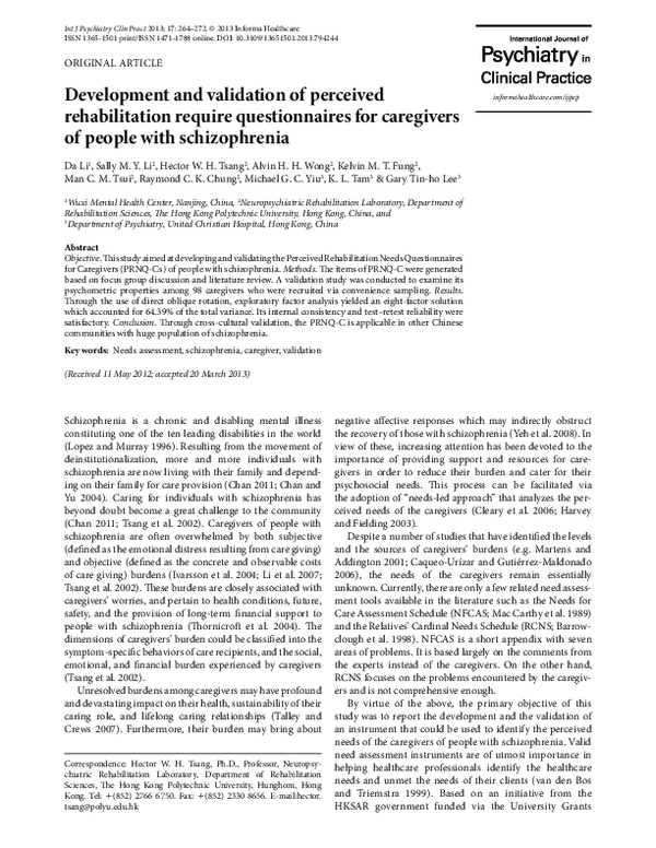 (PDF) Development and validation of perceived rehabilitation require ...