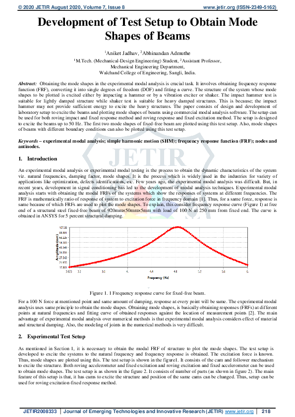 (PDF) Development of Test Setup to Obtain Mode Shapes of Beams