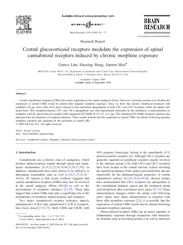 (PDF) Central glucocorticoid receptors modulate the expression of ...
