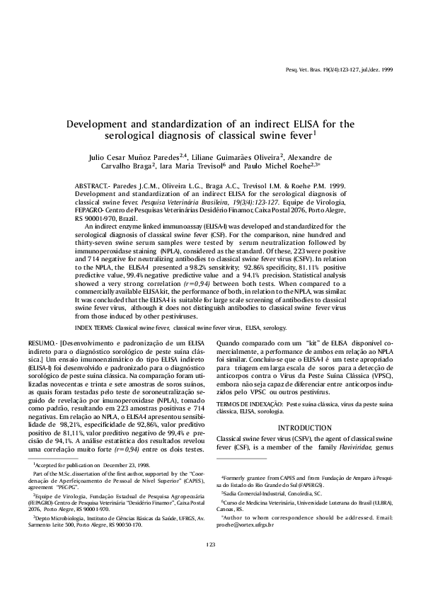 (PDF) Development and standardization of an indirect ELISA for the ...