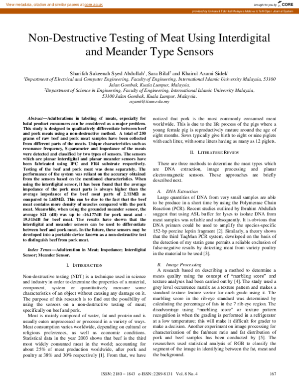 (PDF) Non-destructive testing of meat using interdigital and meander ...