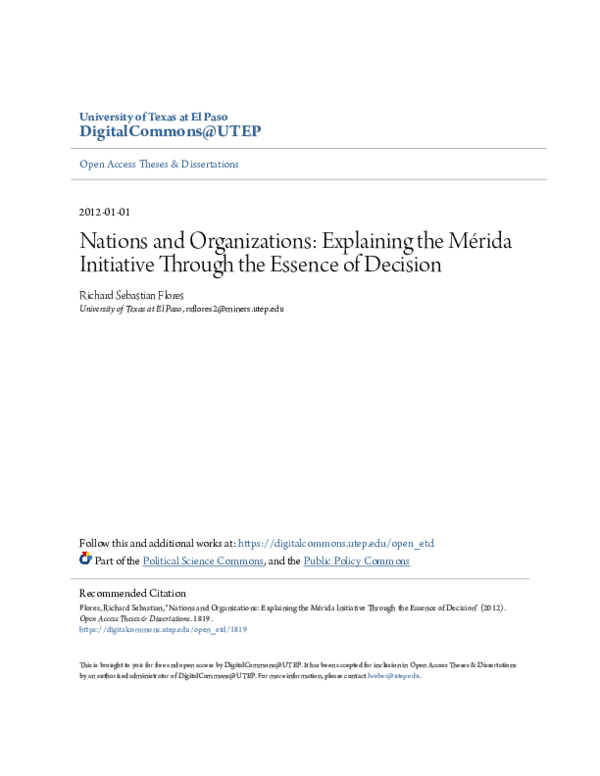 (PDF) Nations and organizations: Explaining the Merida Initiative ...