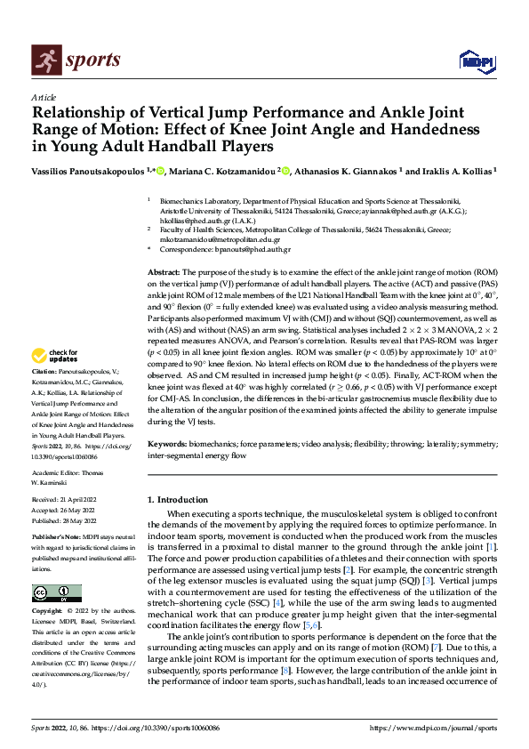 (PDF) Relationship of Vertical Jump Performance and Ankle Joint Range ...