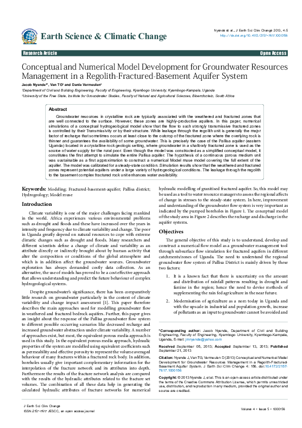 (PDF) Conceptual and Numerical Model Development for Groundwater ...