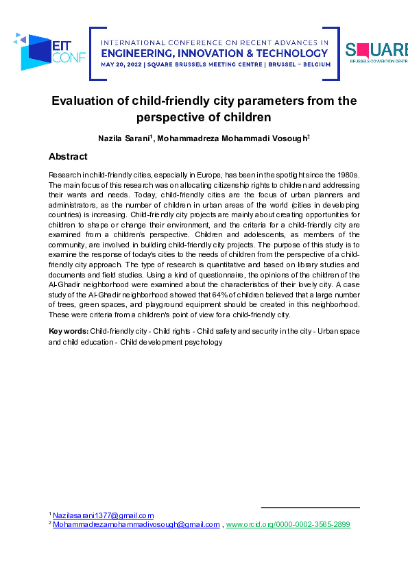 (PDF) Evaluation of child-friendly city parameters from the perspective ...