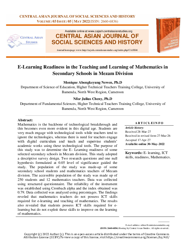 (PDF) E-Learning Readiness in the Teaching and Learning of Mathematics ...