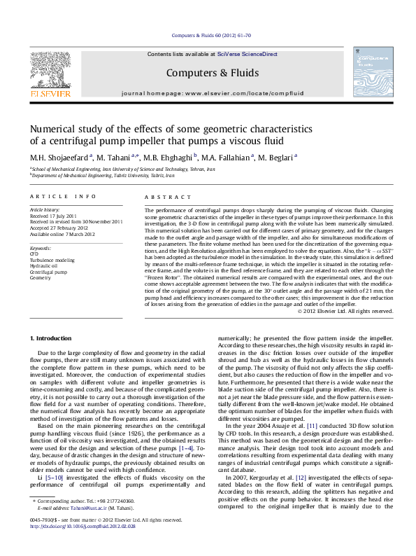 (PDF) Numerical study of the effects of some geometric characteristics ...