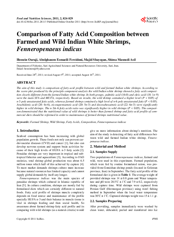 (PDF) Comparison of Fatty Acid Composition between Farmed and Wild ...