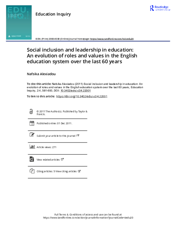(PDF) Social inclusion and leadership in education: An evolution of ...