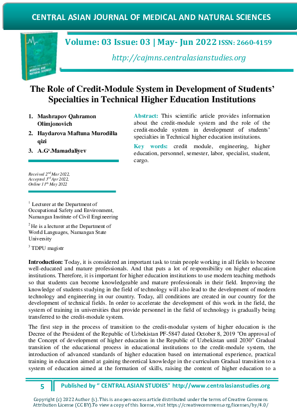 (PDF) The Role of Credit-Module System in Development of Students ...